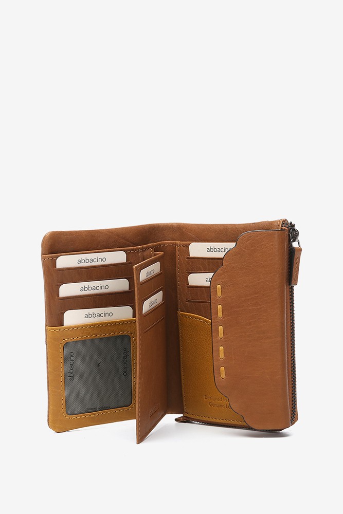 Abbacino Cartera mediana con solapa en piel cognac Envío internacional gratuito