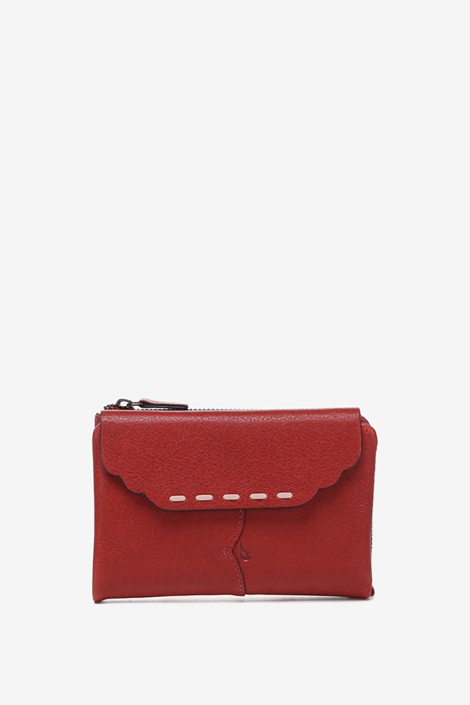 Abbacino Cartera mediana con solapa en piel roja Tienda de fábrica
