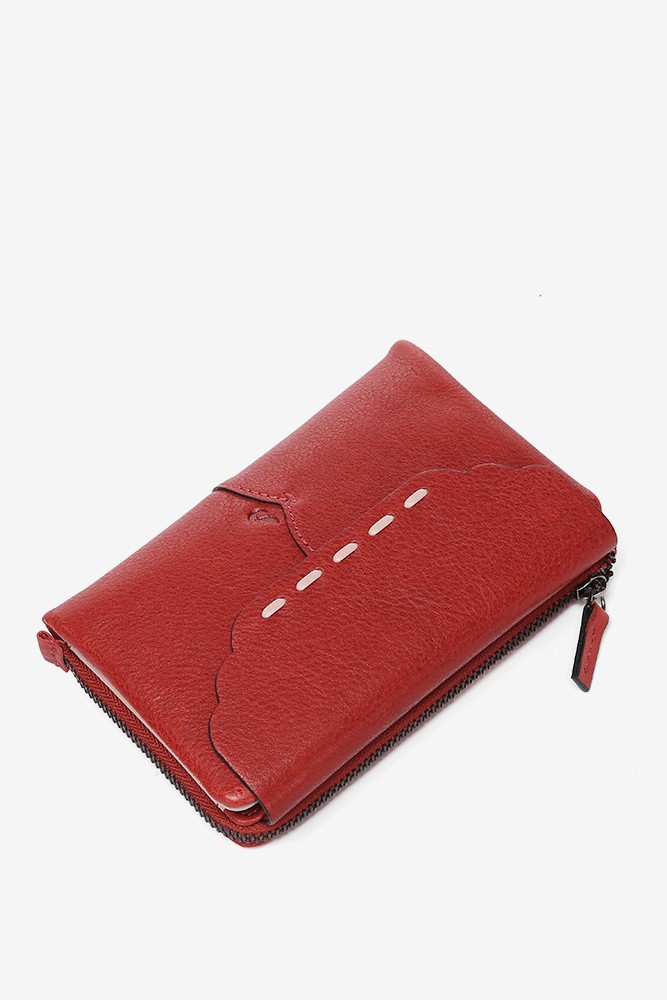 Abbacino Cartera mediana con solapa en piel roja Tienda de fábrica
