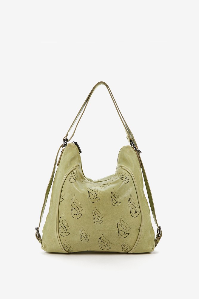 Abbacino Bolso-mochila de mujer en piel troquelada verde Venta caliente