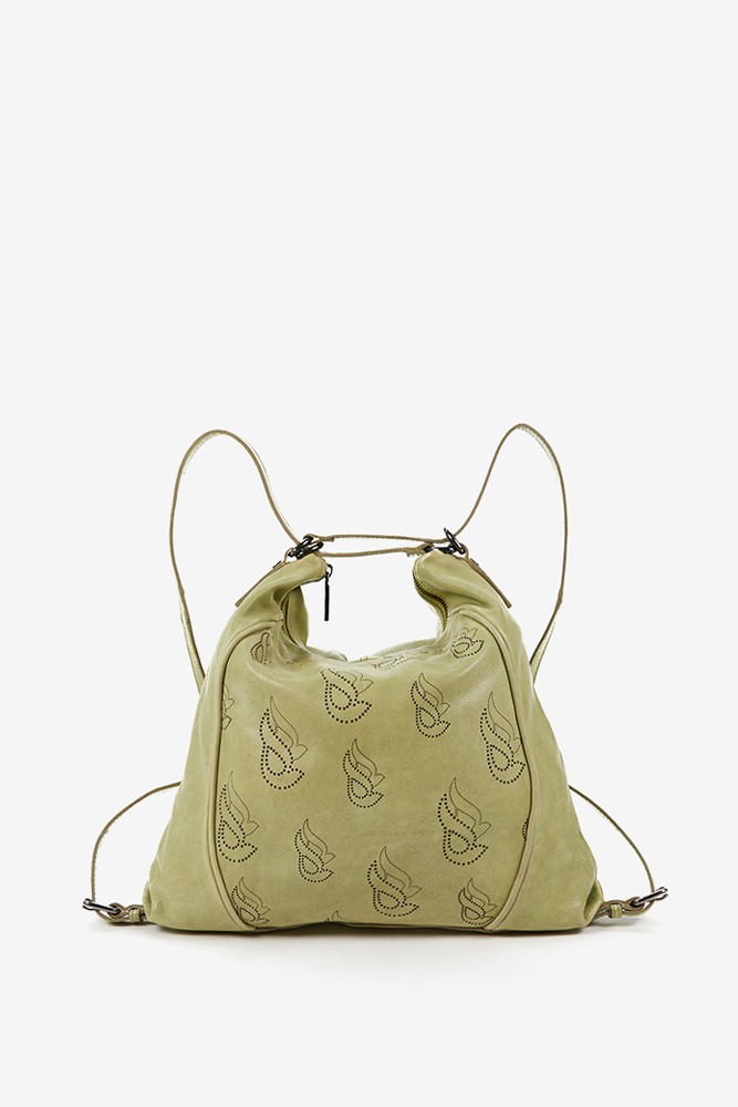 Abbacino Bolso-mochila de mujer en piel troquelada verde Venta caliente
