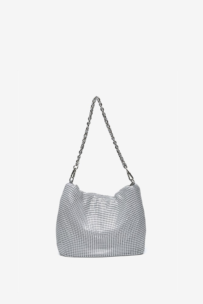 Abbacino Bolso de hombro en malla metálica blanca Últimos 3 días