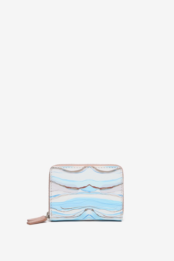 Abbacino Cartera pequeña de piel con estampado abstracto en azul Descuentos del mes