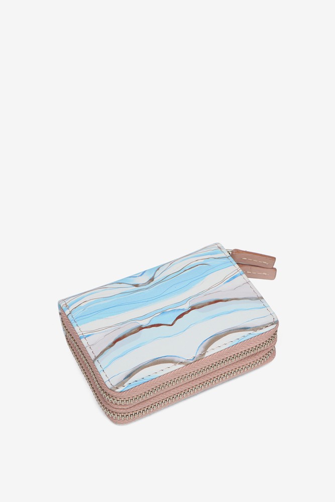 Abbacino Cartera pequeña de piel con estampado abstracto en azul Descuentos del mes