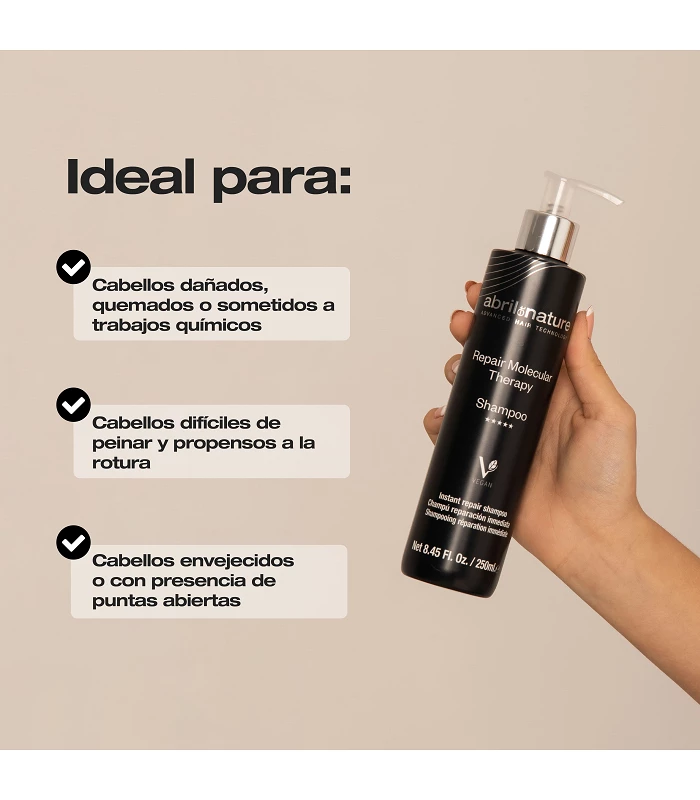 Abril et nature Champú reparador Molecular Therapy hidrata y fortalece la fibra capilar Últimos 2 días