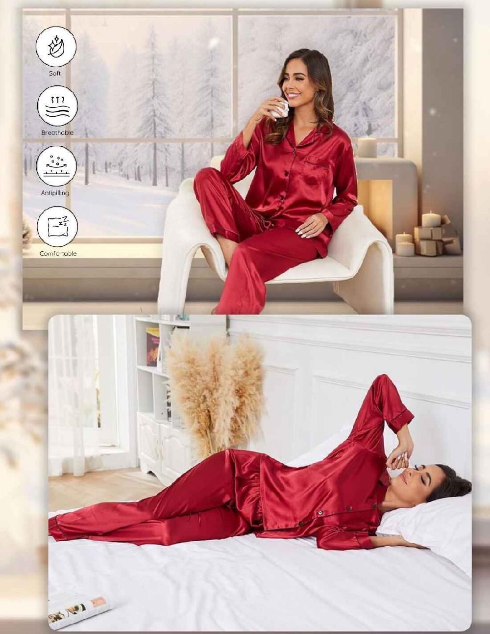 Anaissa Conjunto de pijama de seda natural para mujer 2 piezas con botones delanteros Chanel Solo hoy