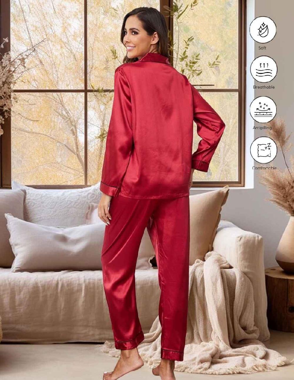 Anaissa Conjunto de pijama de seda natural para mujer 2 piezas con botones delanteros Chanel Solo hoy