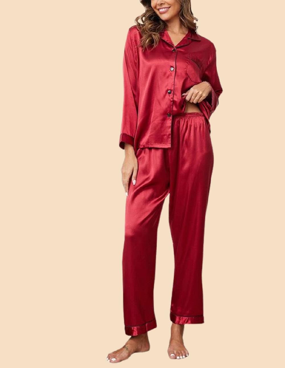 Anaissa Conjunto de pijama de seda natural para mujer 2 piezas con botones delanteros Chanel Solo hoy