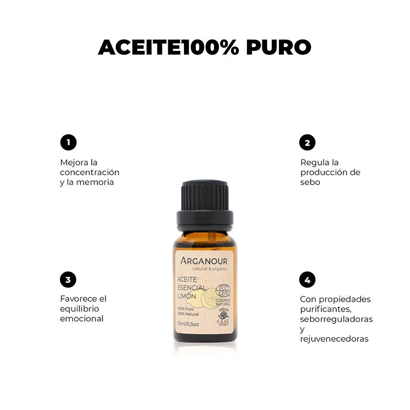 Arganour Aceite Esencial de Limón 100% Puro Limitado a 3 días
