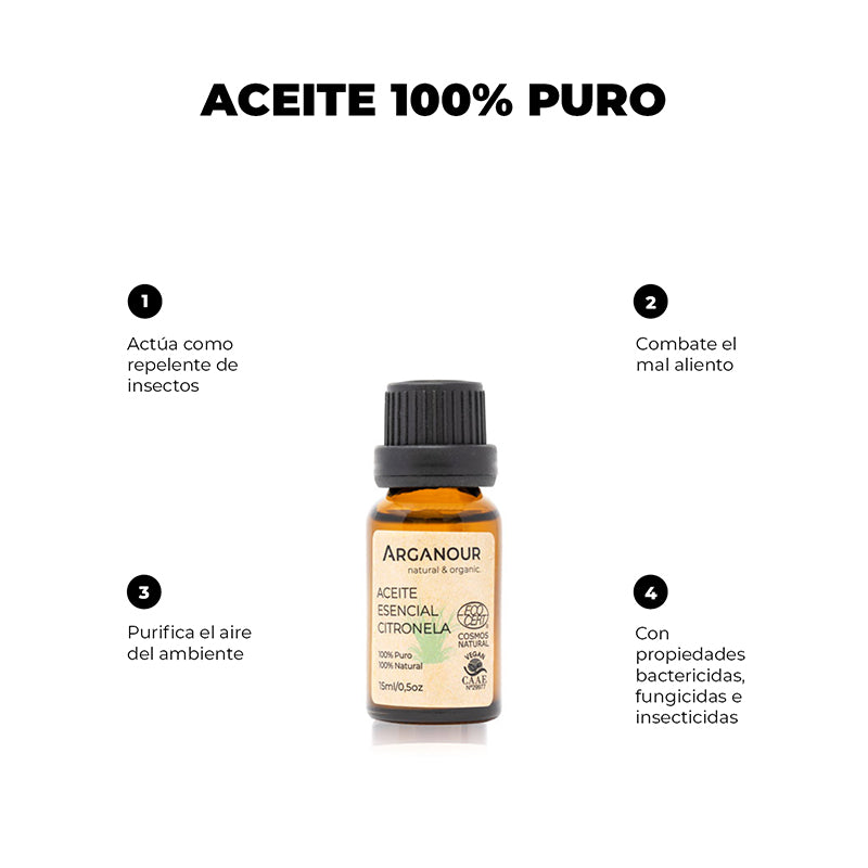 Arganour Aceite Esencial de Citronela 100% Puro Libre de impuestos