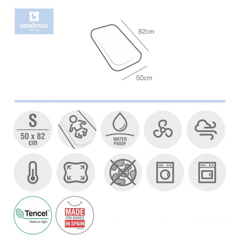 Cambrass BAJERA AJUST.IMP.TENC.MINICUNA 50x82x10 CM LISO E BLANCO Ofertas especiales