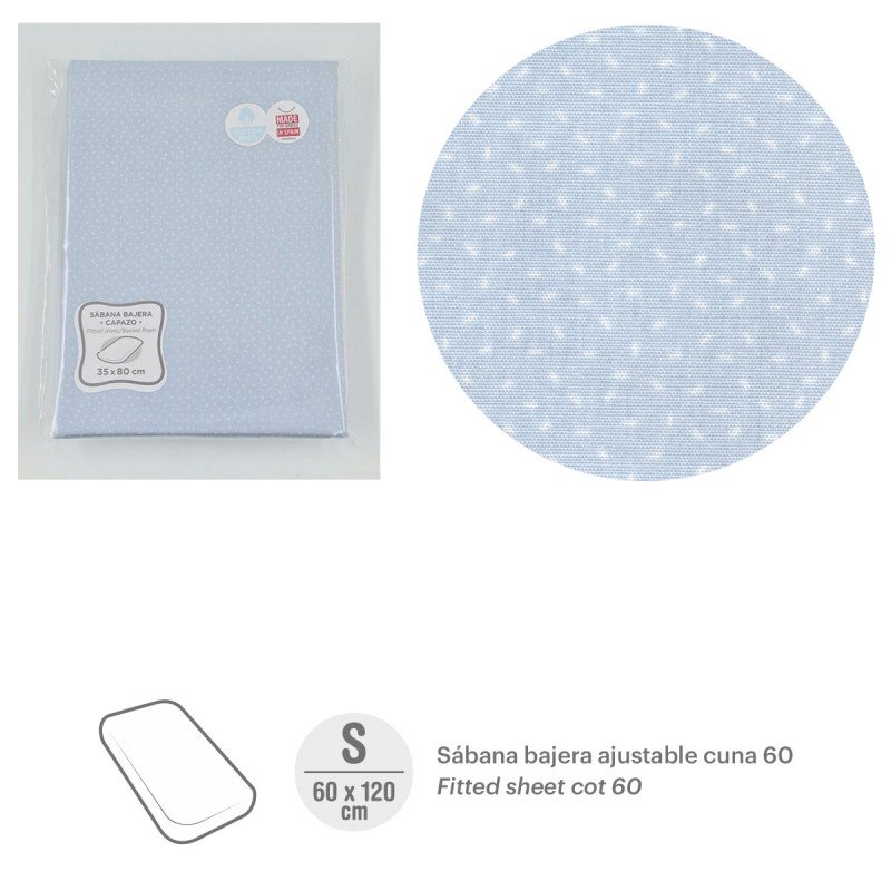 Cambrass SABANA BAJERA AJUST. (CUNA 60) 60x120x17 CM SKY CELESTE