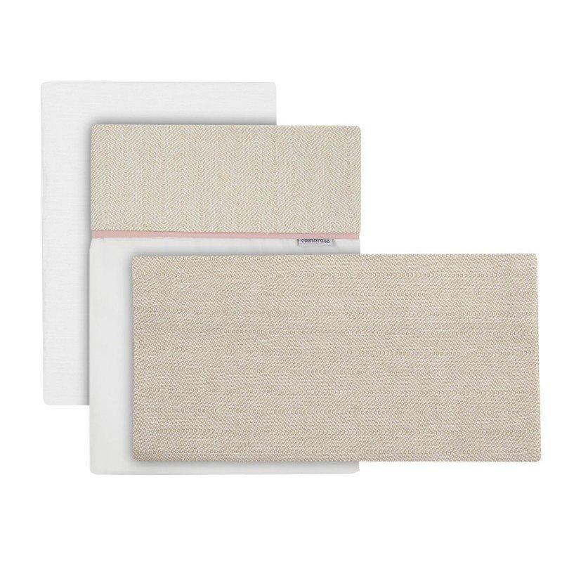 Cambrass SABANA CUNA 3 PCS (CUNA 60) 60x120x1 CM LINO ROSA