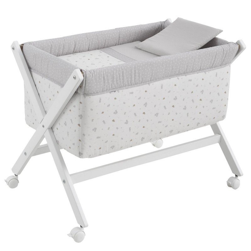 Cambrass MINICUNA TIJERA MADERA ARDI GRIS/BCO 55x87x74 CM
