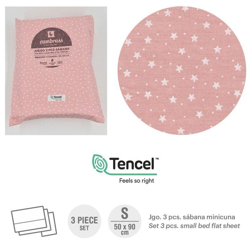 Cambrass TRÍPTICO SÁBANAS MINICUNA 50x90x1 CM FOREST ROSA