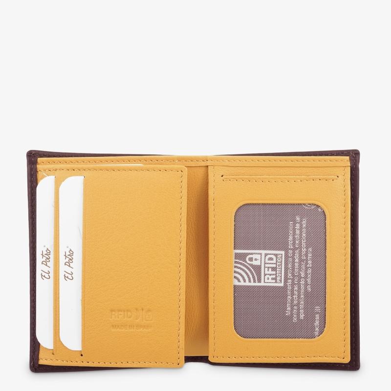 El potro Cartera hombre en piel vacuno color marrón/mostaza-Tribeca Liquidación