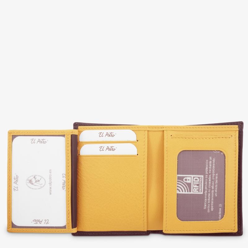 El potro Cartera hombre en piel vacuno color marrón/mostaza-Tribeca Liquidación
