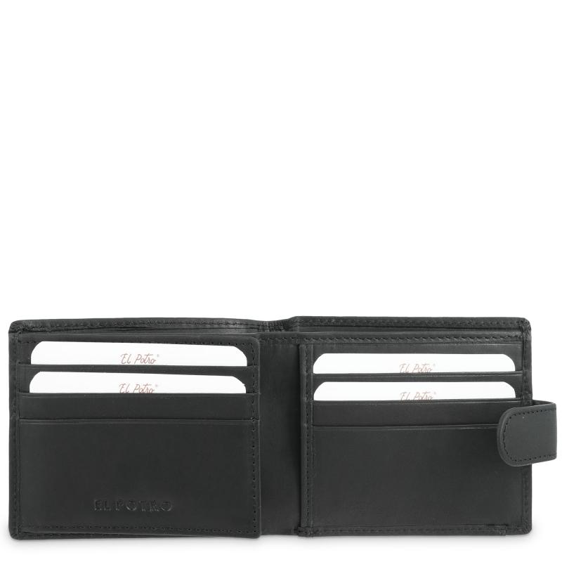 El potro Cartera monedero exterior de hombre en piel vacuno negro Legitimo-E L P O T R O Envío gratis