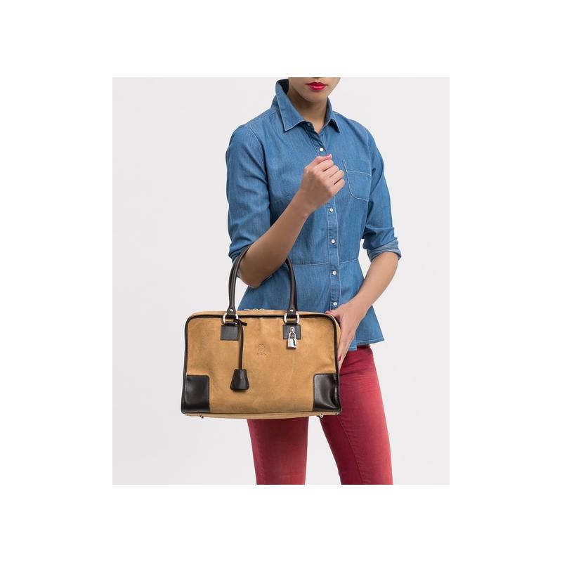 El potro Bolso Bowling mujer en piel vacuno color camel - Caza Precio ultrabajo