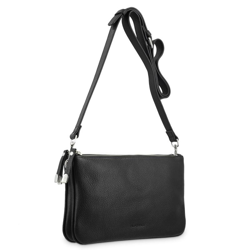 El potro Bolso bandolera pequeño 2 cremalleras piel vacuno color negro-Iris 2025