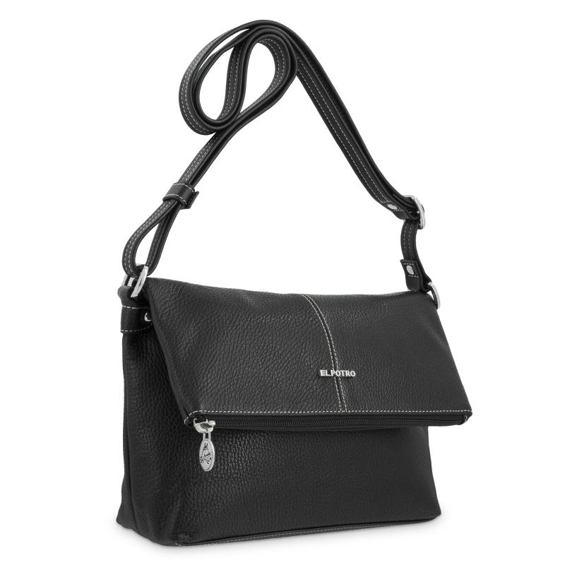 El potro Bolso solapa bandolera mediano en piel vacuno color negro - Floater Outlet