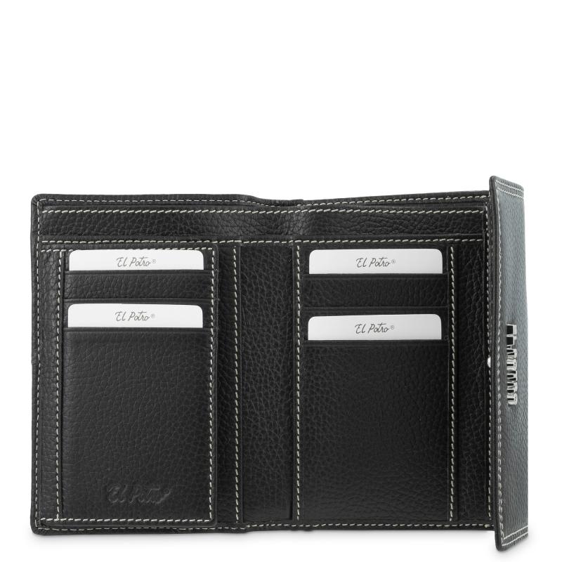 El potro Cartera solapa mujer en piel vacuno color negro- Floater En oferta