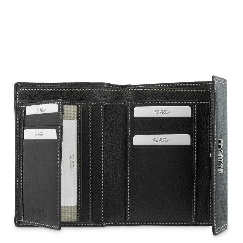 El potro Cartera solapa mujer en piel vacuno color negro- Floater En oferta