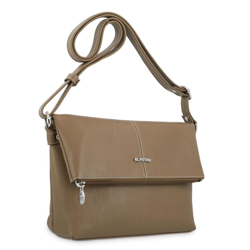 El potro Bolso solapa bandolera mediano en piel vacuno color cuero - Floater Liquidación