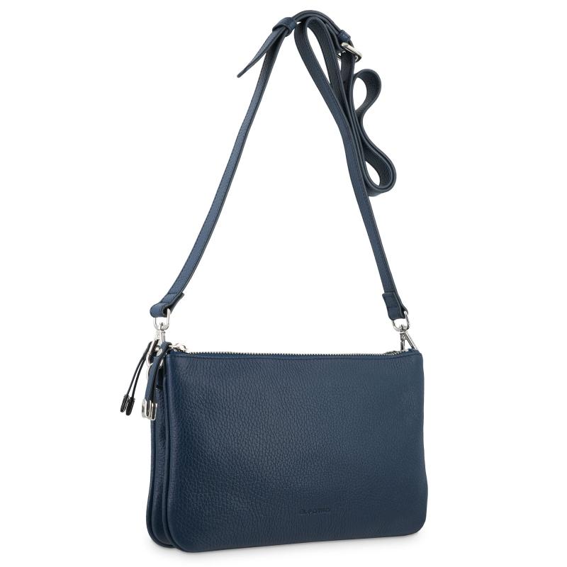 El potro Bolso bandolera pequeño 2 cremalleras piel vacuno color azul-Iris Oferta especial de fábrica