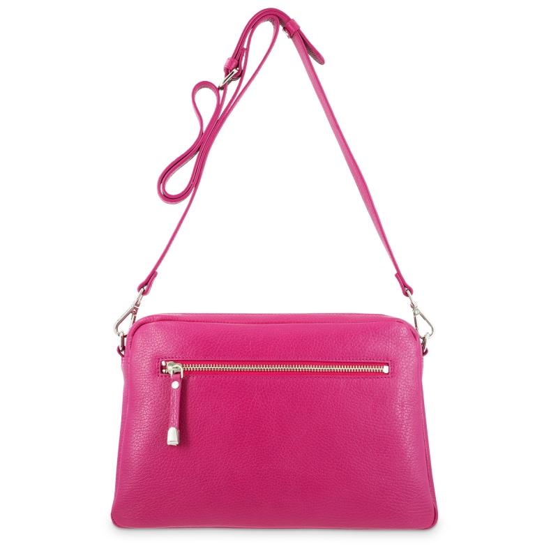 El potro Bolso bandolera 3 cremalleras piel vacuno color rosa -Iris Liquidación