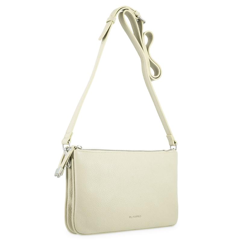 El potro Bolso bandolera pequeño 2 cremalleras piel vacuno color beige-Iris Limitado a 3 días
