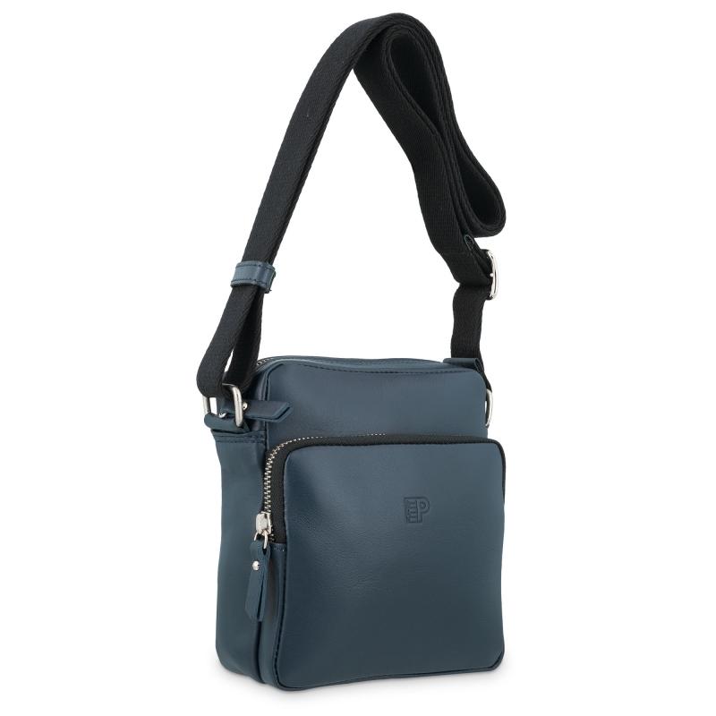 El potro Bolso Bandolera pequeño hombre en piel vacuno color azul- Apache Venta caliente