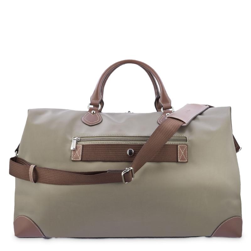 El potro Bolso de viaje unisex en lona taupe y piel vacuno color cuero-Paris Mejor oferta