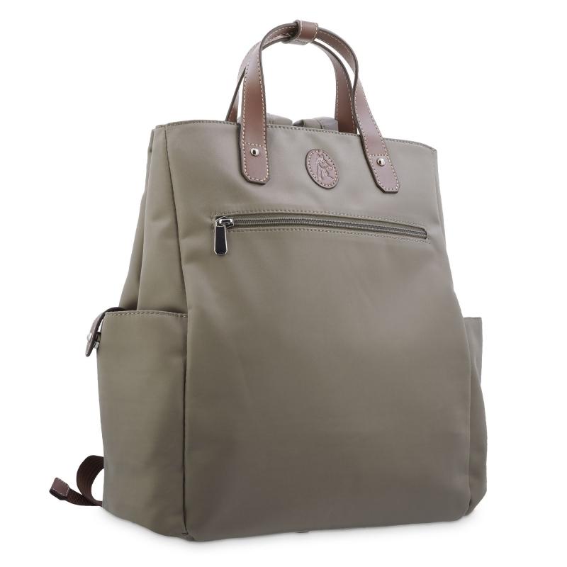 El potro Mochila bolso unisex en lona taupe y piel vacuno cuero-Paris Rebajas online