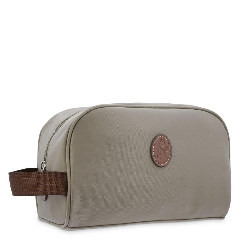 El potro Bolsa de aseo unisex en lona taupe y piel vacuno color cuero-Paris Rebajas top