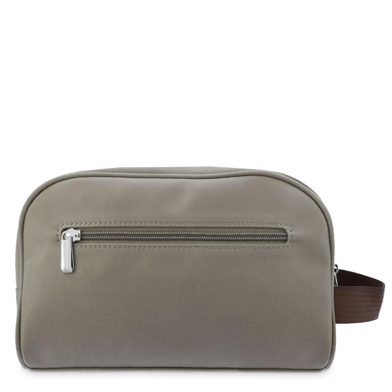 El potro Bolsa de aseo unisex en lona taupe y piel vacuno color cuero-Paris Rebajas top