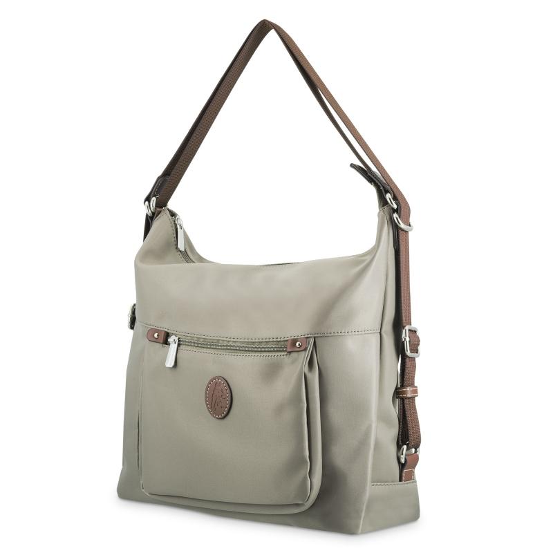 El potro Bolso convertible en mochila de mujer en lona y piel vacuno color taupe-Paris Oferta especial
