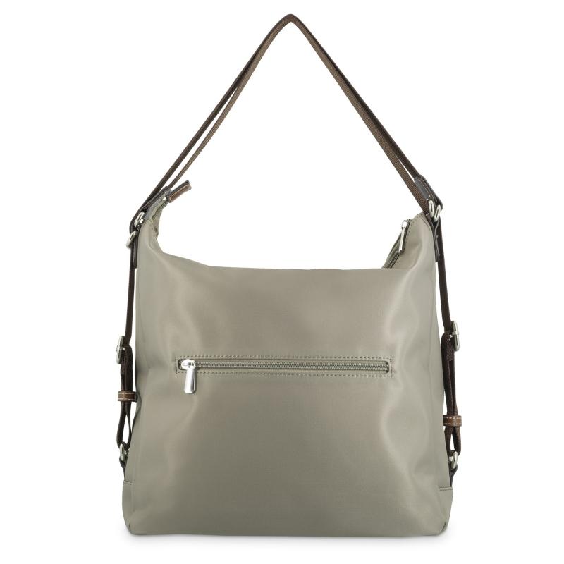 El potro Bolso convertible en mochila de mujer en lona y piel vacuno color taupe-Paris Oferta especial