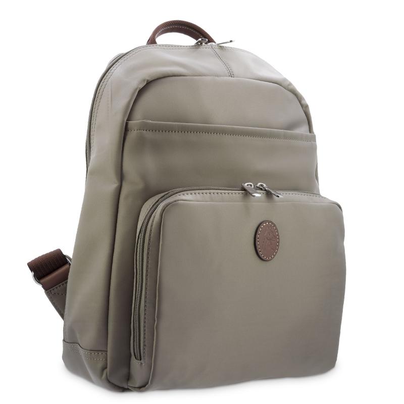 El potro Mochila unisex en lona taupe y piel vacuno cuero-Paris Envío gratis