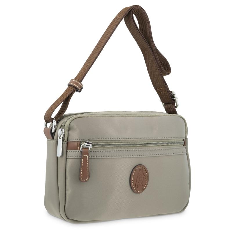 El potro Bolso bandolera mujer en lona y piel vacuno color taupe y cuero-Paris Últimos 3 días