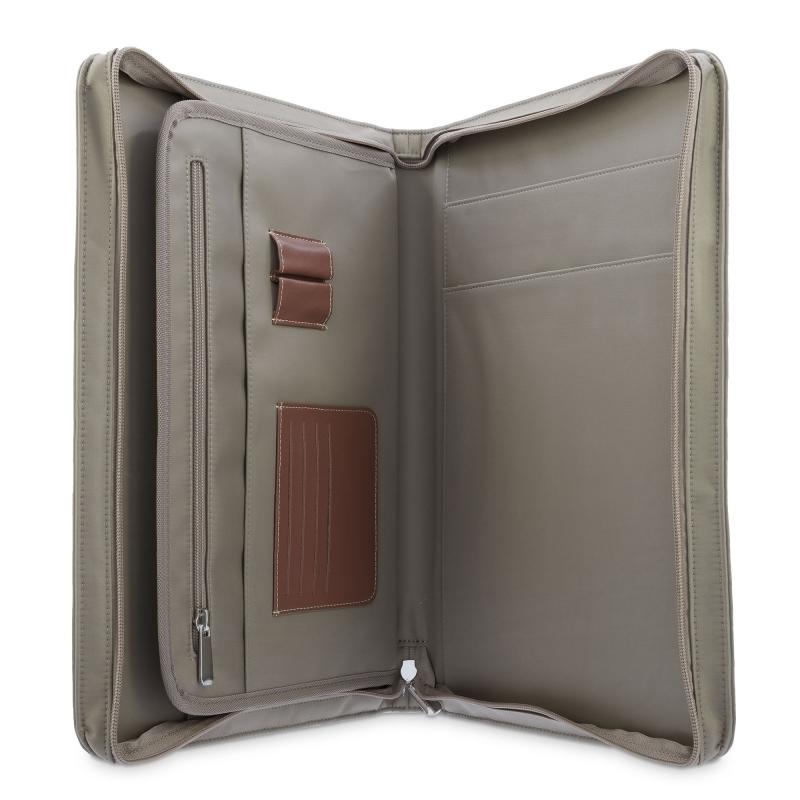 El potro Porta documentos unisex en lona taupe y piel vacuno color cuero-Paris COMPRAR AHORA