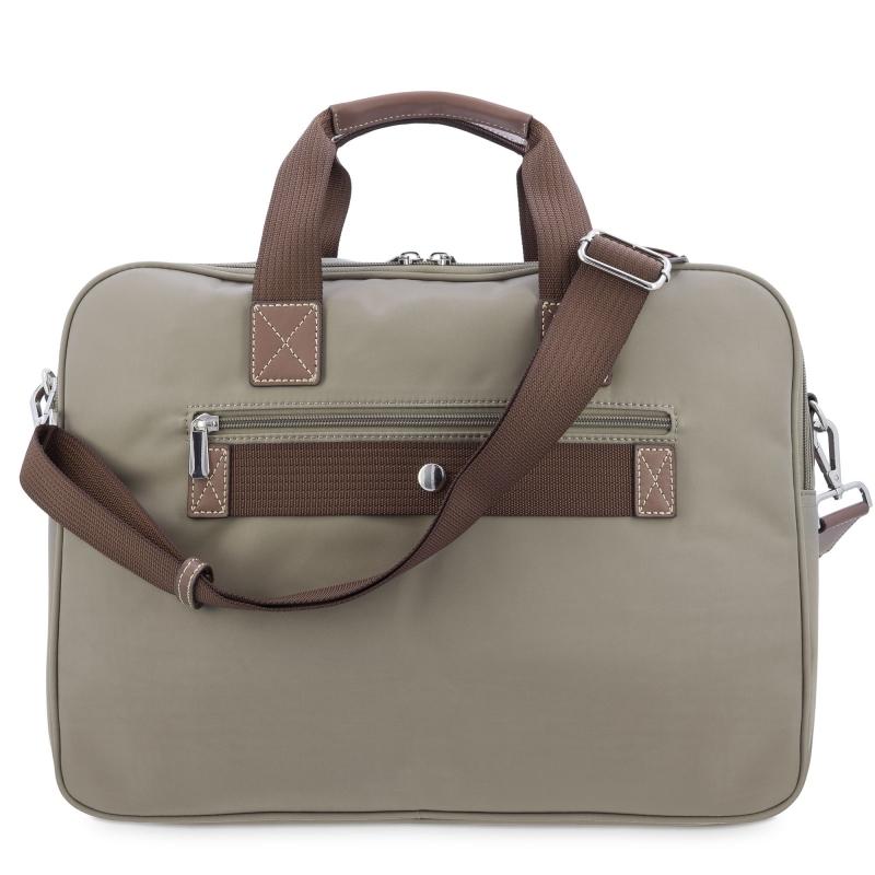 El potro Carpeta bolso unisex en lona taupe y piel vacuno color cuero-Paris ÚLTIMAS EDICIONES