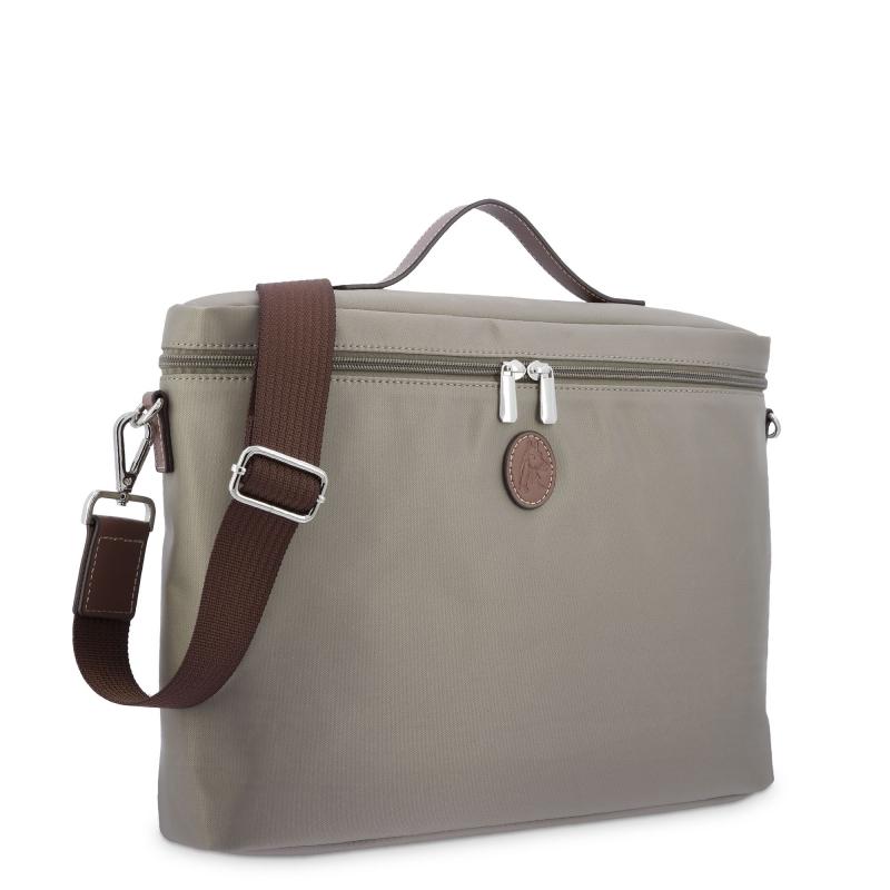 El potro Carpeta unisex en lona taupe y piel vacuno color cuero-Paris Últimos 2 días