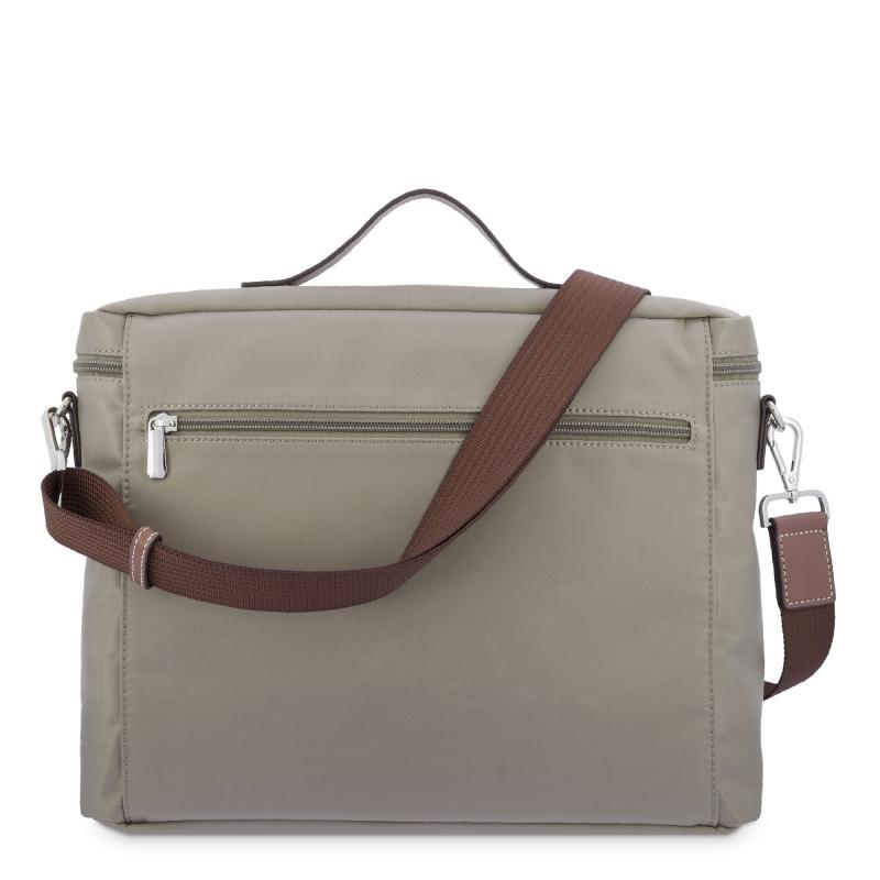 El potro Carpeta unisex en lona taupe y piel vacuno color cuero-Paris Últimos 2 días