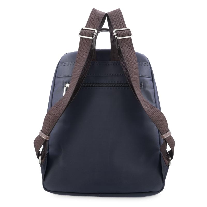 El potro Mochila unisex en lona azul y piel vacuno cuero-Paris Precio de fábrica