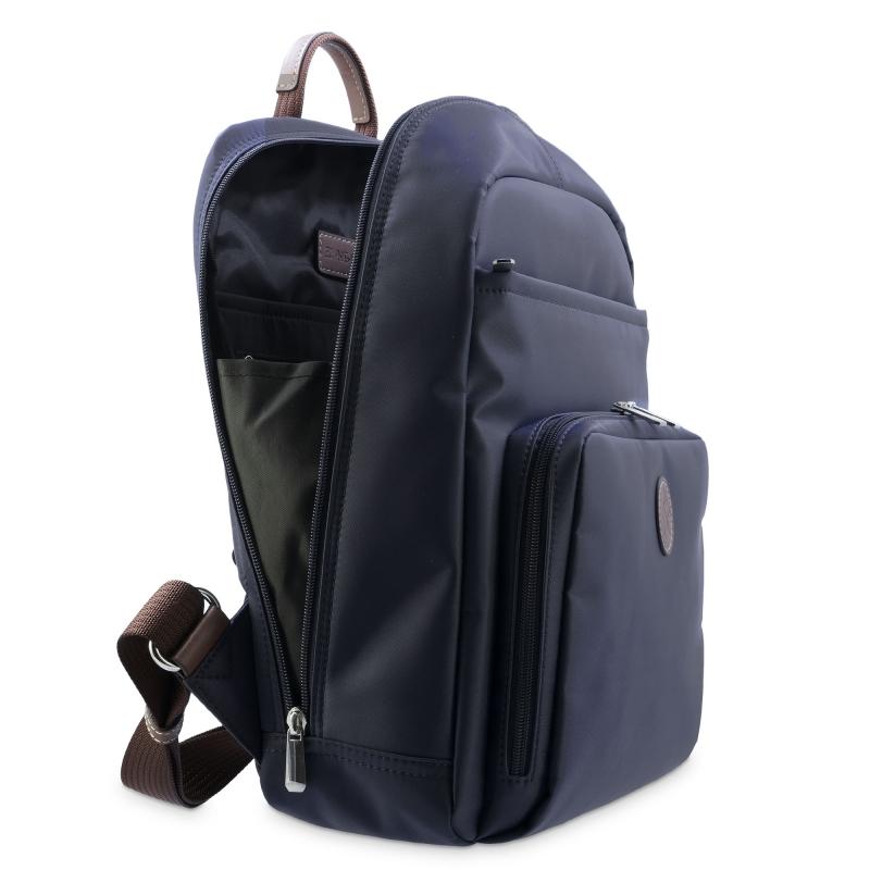El potro Mochila unisex en lona azul y piel vacuno cuero-Paris Precio de fábrica