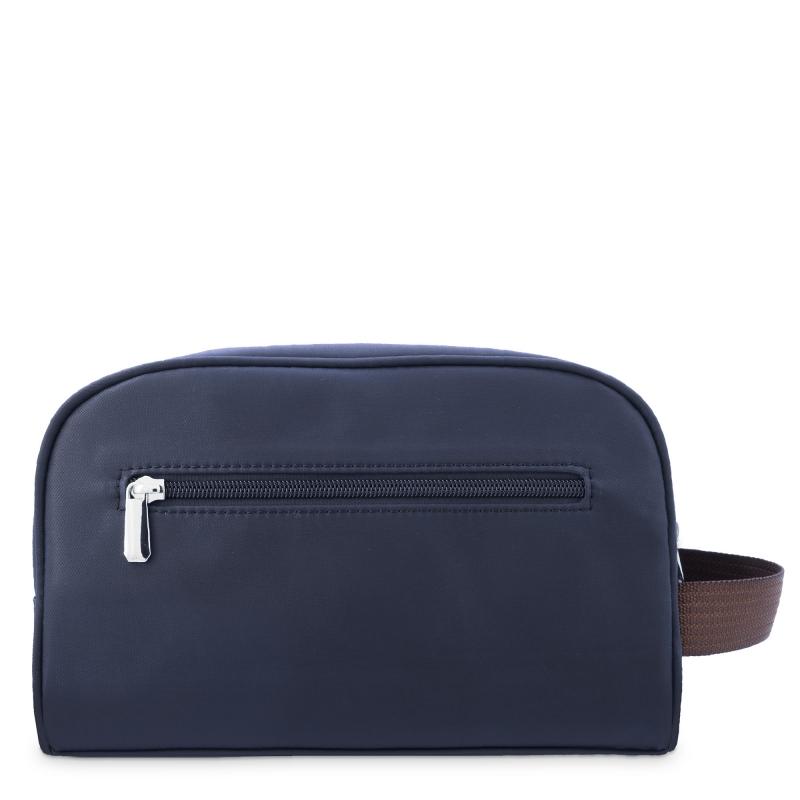 El potro Bolsa de aseo unisex en lona azul y piel vacuno color cuero-Paris Solo hoy