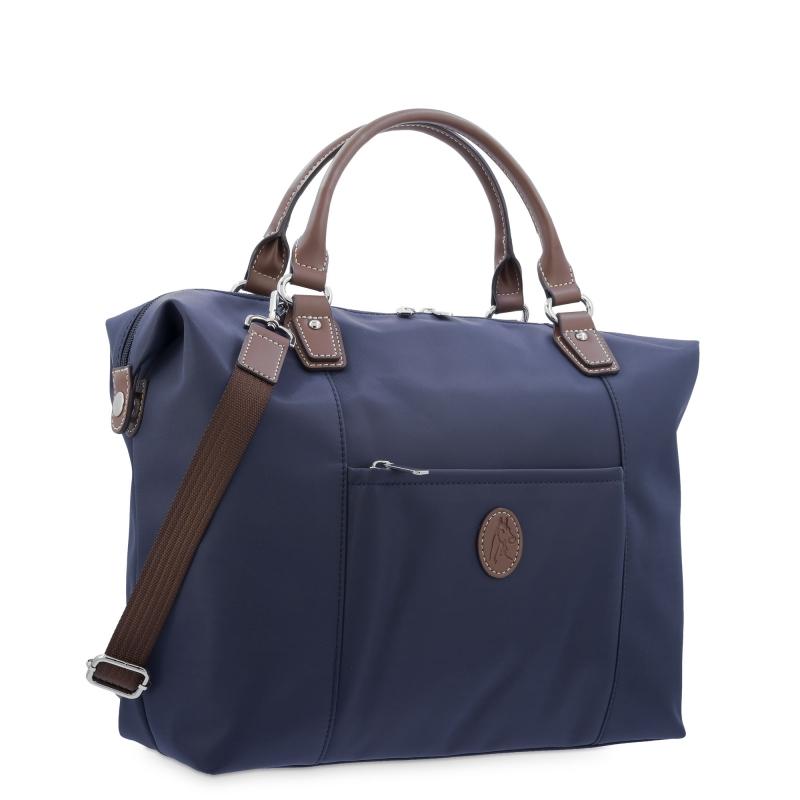 El potro Bolso Tote mujer en lona y piel vacuno color azul-cuero-Paris Oferta especial de fábrica