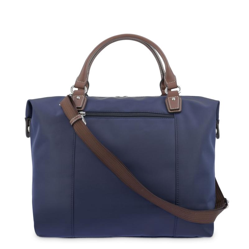El potro Bolso Tote mujer en lona y piel vacuno color azul-cuero-Paris Oferta especial de fábrica