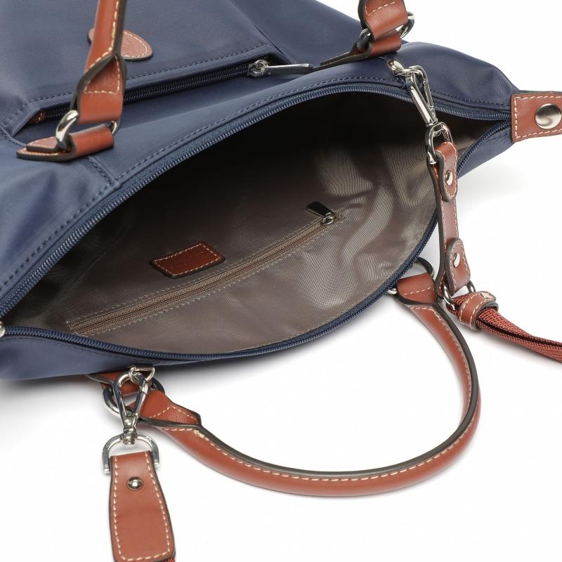 El potro Bolso Tote mujer en lona y piel vacuno color azul-cuero-Paris Promoción trimestral